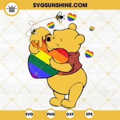 Winnie The Pooh LGBT SVG, Pride Heart SVG, Disney Pride Month SVG PNG DXF EPS Cricut Files