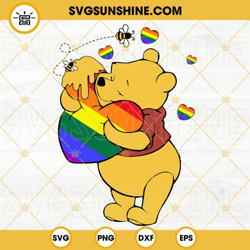 Winnie The Pooh LGBT SVG, Pride Heart SVG, Disney Pride Month SVG PNG