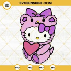 Hello Kitty Teddy Bear With Heart SVG, Kawaii Kitty Cat Sanrio SVG PNG DXF EPS Cricut