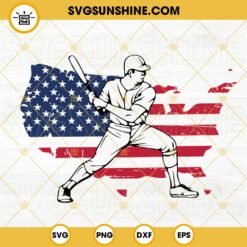 Baseball Player American Flag SVG, US Baseball SVG, Independence Day Patriotic Baseball SVG PNG DXF EPS