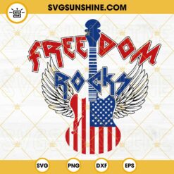 Freedom Rocks SVG, American Flag Electric Guitar Wings SVG, Fourth Of July SVG PNG DXF EPS Cricut