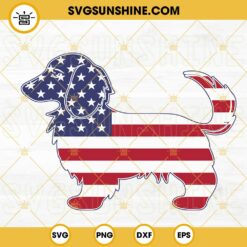 Long Haired Dachshund Dog American Flag SVG, Dog US Flag SVG, 4th Of July Dog Lover SVG, Patriotic Dog SVG