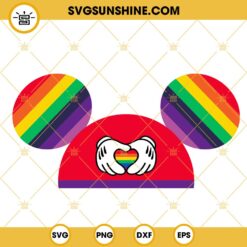 Mickey Mouse Rainbow Pride Ears Hat SVG, Gay Pride SVG, LGBT Month Disney SVG PNG DXF EPS Cut Files