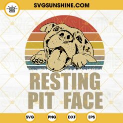 Resting Pit Face Vintage SVG, Pitbull Lovers SVG, Funny Dog SVG PNG DXF EPS