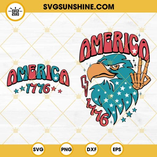 America 1776 Eagle SVG Bundle, Eagle 4th Of July SVG PNG DXF EPS For Shirt