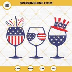American Flag Wine Glass SVG, Patriotic America SVG, Funny 4th Of July Drinking SVG PNG DXF EPS Files