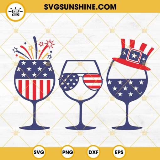 American Flag Wine Glass SVG, Patriotic America SVG, Funny 4th Of July Drinking SVG PNG DXF EPS Files
