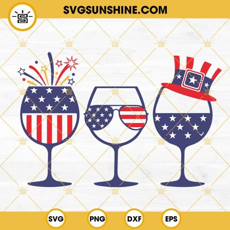 American Flag Wine Glass SVG, Patriotic America SVG, Funny 4th Of July ...