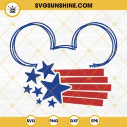 Mickey Mouse Ear USA Star SVG, July 4th Disney SVG PNG DXF EPS Cut Files