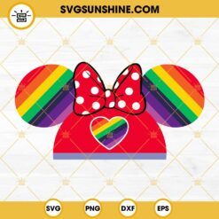 Rainbow Minnie Mouse SVG, Pride Ears Hat SVG, Disney LGBT Month SVG PNG DXF EPS Cut Files