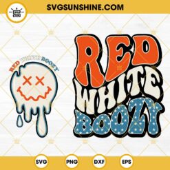 Red White Boozy Retro Smiley SVG, 4th Of July SVG, Funny Fourth Of July SVG PNG DXF EPS For Shirt