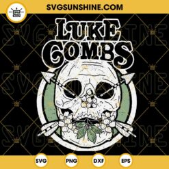 Luke Combs Skull Distressed SVG, Cowboy SVG, Country Music SVG PNG DXF EPS