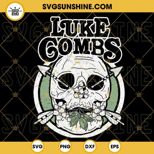 Luke Combs Skull Distressed SVG, Cowboy SVG, Country Music SVG PNG DXF EPS