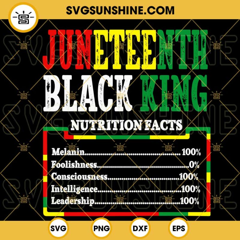 Juneteenth Black King Nutrition Facts Svg Melanin African Svg Black