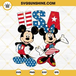 Mickey And Minnie USA SVG, Patriotic Disney Mouse SVG, Happy 4th Of July SVG