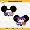 Mickey Minnie USA Flag Sunglasses SVG, Disney Mouse 4th Of July SVG PNG DXF EPS Cricut