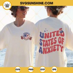 United States Of Anxiety SVG, Smiley Face American Flag SVG, Groovy 4th Of July SVG PNG DXF EPS Shirt