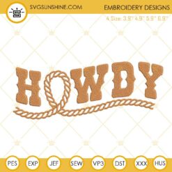 Howdy Embroidery Design, Western Country Embroidery File