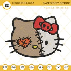 Hello Kitty Horror Face Embroidery Designs, Kitty Cat Halloween Embroidery Files