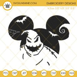 Oogie Boogie Mouse Ears Embroidery Designs, Nightmare Before Christmas Embroidery Files