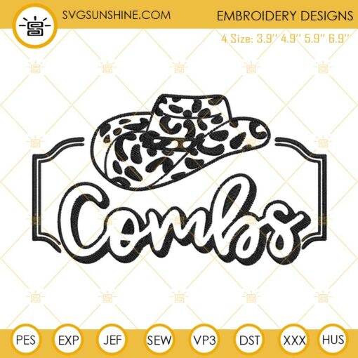 Leopard Cowboy Hat Combs Embroidery Designs, Luke Combs Machine Embroidery Files