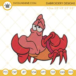 Sebastian Disney Embroidery Designs, The Little Mermaid Crab Machine Embroidery Files
