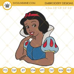 Snow White African American Embroidery Designs, Disney Princess Afro Machine Embroidery Files