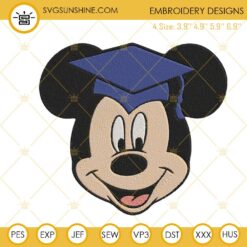 Mickey Mouse Head Graduation Cap Embroidery Designs, Disney Grad Embroidery Files