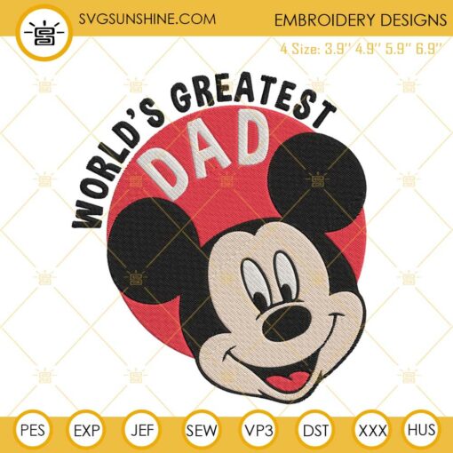 Mickey Mouse World’s Greatest Dad Embroidery Designs