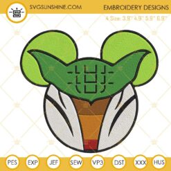 Baby Yoda Inspired Mickey Head Embroidery Designs, Star Wars Disney Character Machine Embroidery Files