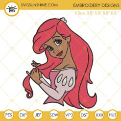 Black Ariel Disney Princess Embroidery Designs, The Little Mermaid Machine Embroidery Files