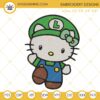 Hello Kitty Luigi Embroidery Designs, Cute Super Mario Luigi Machine Embroidery Files