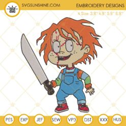 Horror Chucky Rugrats Embroidery Designs, Chuckie Halloween Machine Embroidery Files