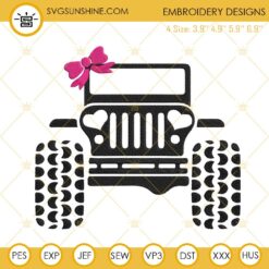 Jeep Bow Embroidery Designs, 4x4 Off Road Girl Machine Embroidery Files