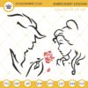 Beauty And The Beast Outline Embroidery Designs, Belle And Beast Disney Embroidery PES Files
