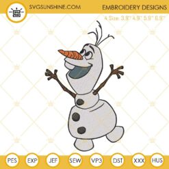 Olaf Snowman Embroidery Designs, Disney Frozen Character Embroidery PES Files