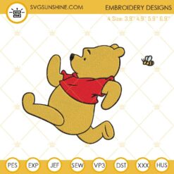Winnie The Pooh Running Away Embroidery PES Files Design