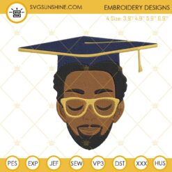 Black Man Graduation Embroidery Designs, Graduate Embroidery Files