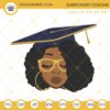 Black Woman Graduation Cap Embroidery Designs, African American Girl Graduate Embroidery Files