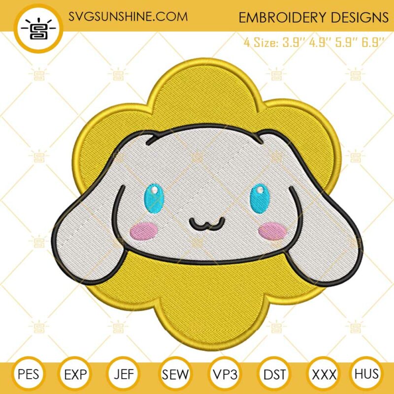 Cinnamoroll Face Flower Embroidery Designs, Sanrio Cinnamoroll Dog ...