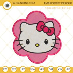 Hello Kitty Face Flower Embroidery Design Download File
