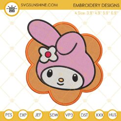 My Melody Face Flower Embroidery Designs, Sanrio Embroidery Files