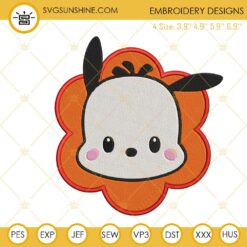 Pochacco Sanrio Face Flower Embroidery Design Files
