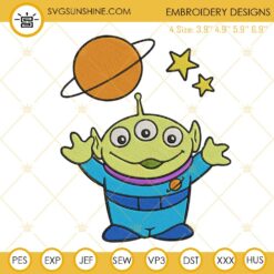 Toy Story Green Alien Embroidery Designs, Disney Little Green Men Embroidery Files