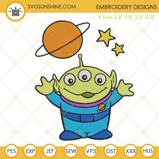 Toy Story Green Alien Embroidery Designs, Disney Little Green Men Embroidery Files