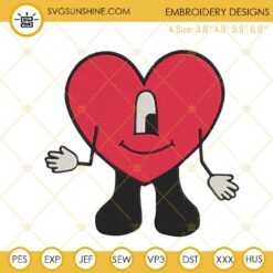 Bad Bunny Heart Smile Embroidery Design, Un Verano Sin Ti Embroidery File