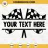 Crossed Racing Flags Split Name SVG, Racing Frame SVG, Checkered Flag Frame SVG