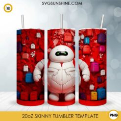 Baymax 3D 20oz Skinny Tumbler Sublimation PNG Design, Big Hero 6 Tumbler Template PNG