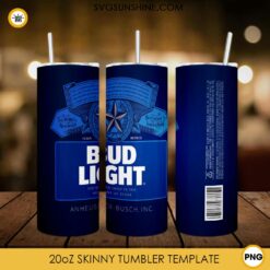 Bud Light 20oz Skinny Tumbler Sublimation PNG, Beer Tumbler Template PNG Download