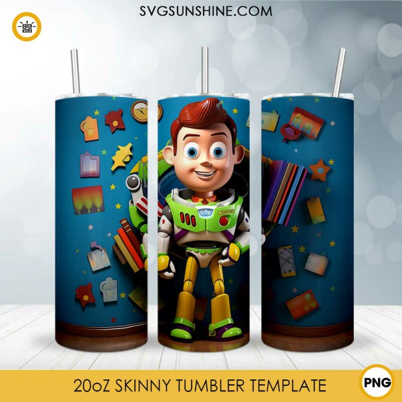 Buzz Lightyear 3D 20oz Skinny Tumbler Sublimation Design PNG, Toy Story ...